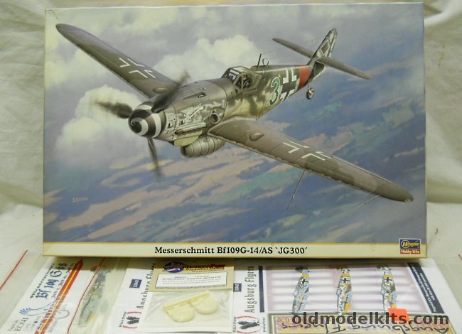 Hasegawa 1/32 Messerschmitt Bf-109 G-14/AS JG300  With BarracudaCast Wheels / Two Eagle Strike Decals / One EagleCals Decal - Lt. Willi Trabert 11./JG300 Dec 1944 or 10./JG300 Oct-Nov 1944 (Bf109G14), 08198 plastic model kit